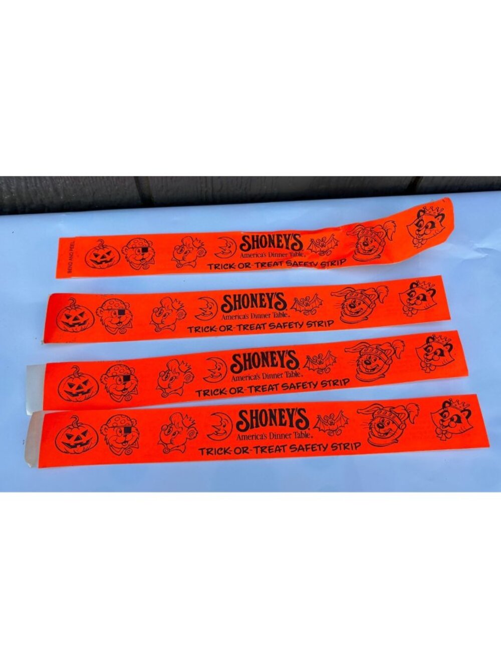 Lot of 4 Vintage Shoney's Halloween Trick-Or-Treat Safety Strips Stickers